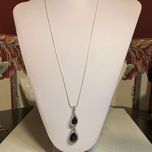 Stunning Deep Purple Double Crystal and Rhinestone Necklace on 925 Silver Chain